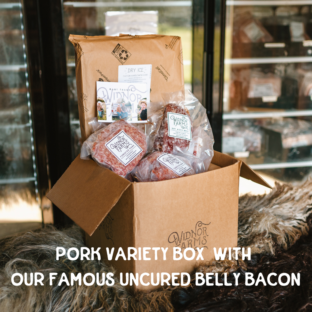 Pork Variety Box with Uncured Pork Belly Bacon Widnor Farms
